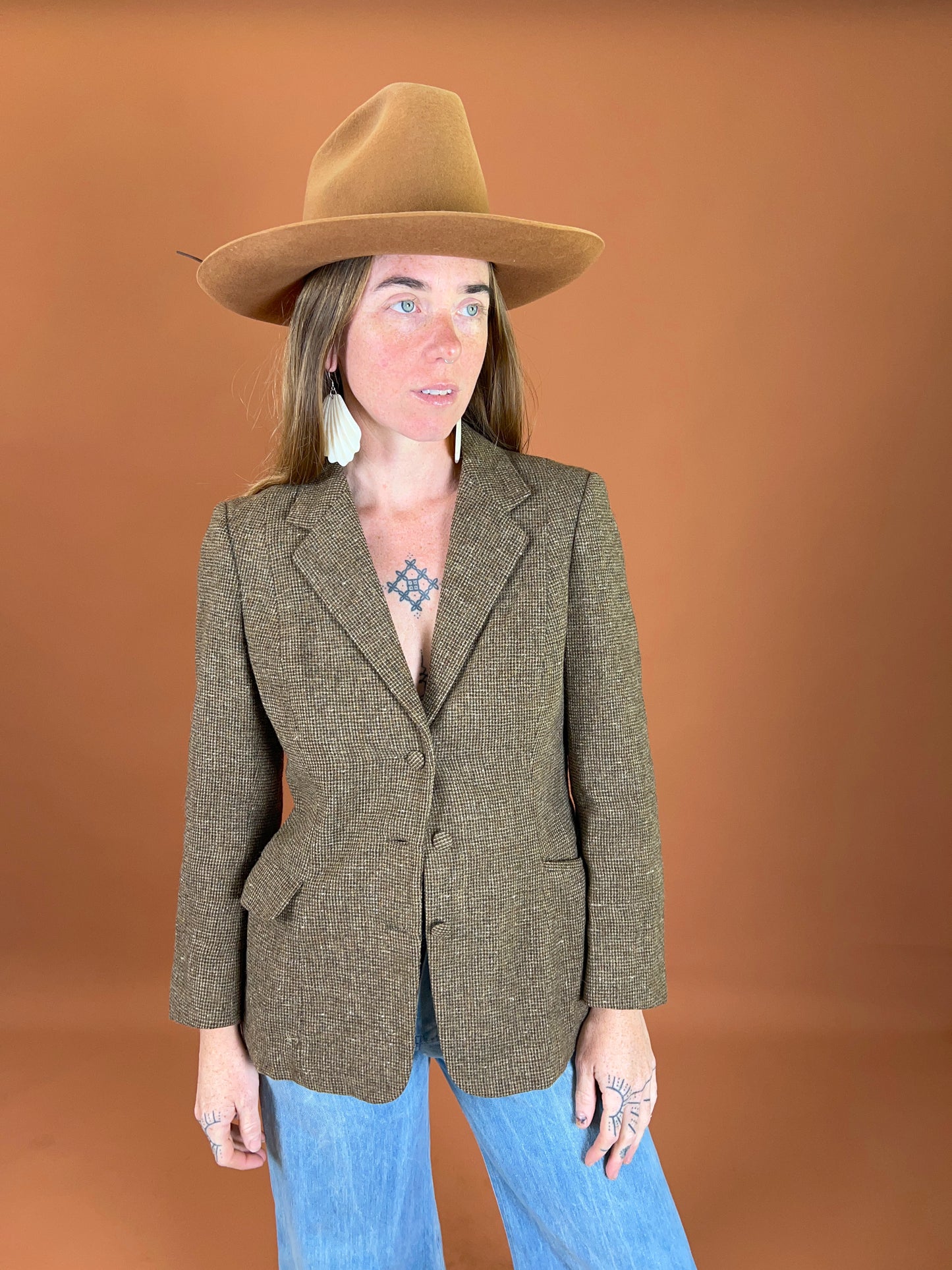 VINTAGE 70's Tweed Suit Jacket 8-10