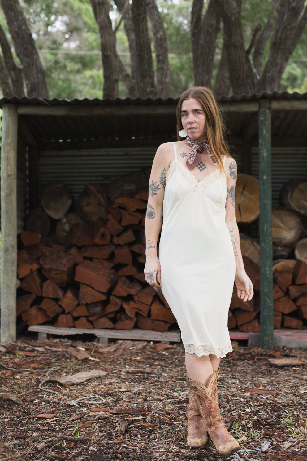VTG 70’s Cream Australian Made Slip Dress 12