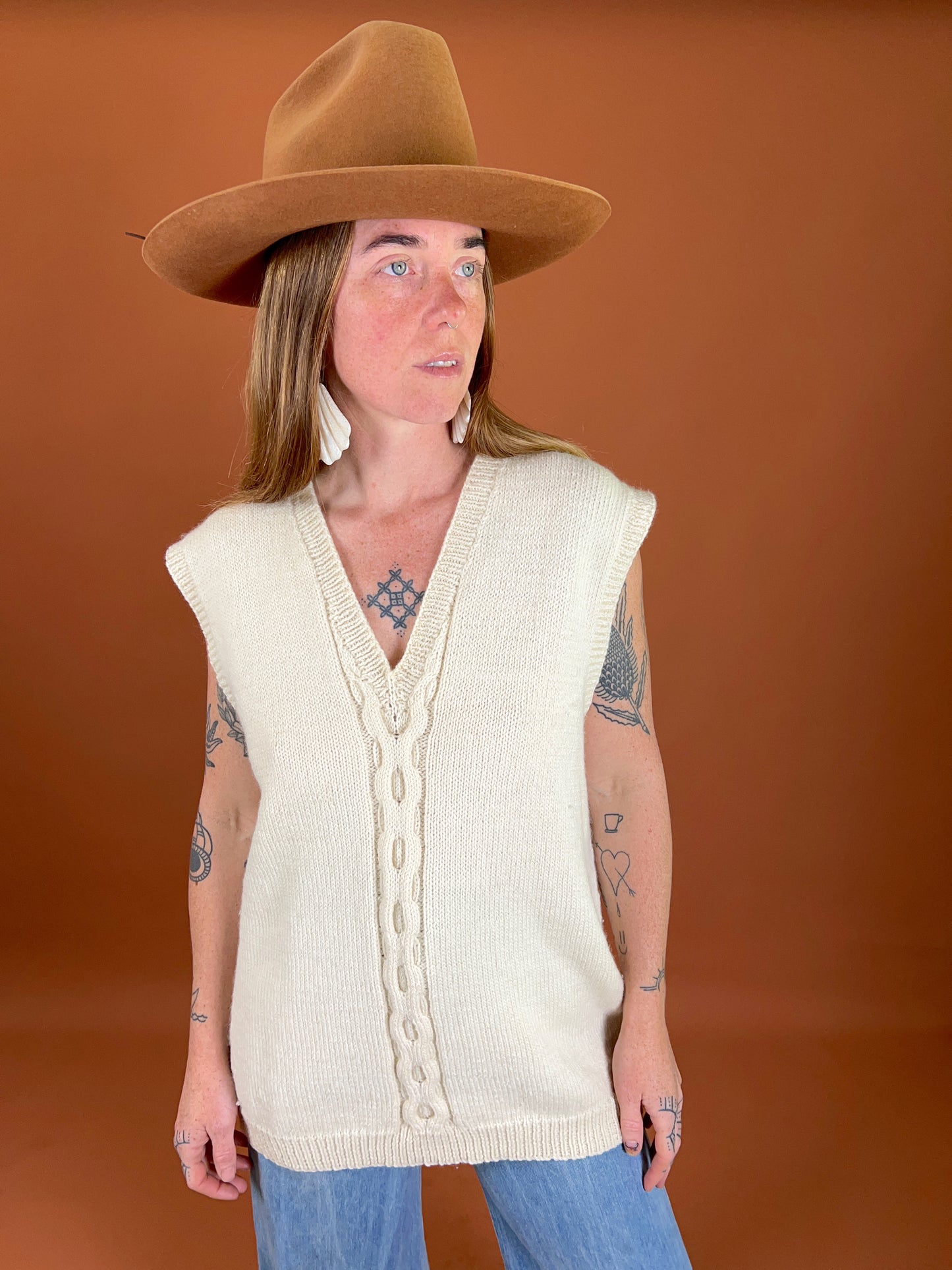 VINTAGE 80's Wool Blend Knit Vest 14