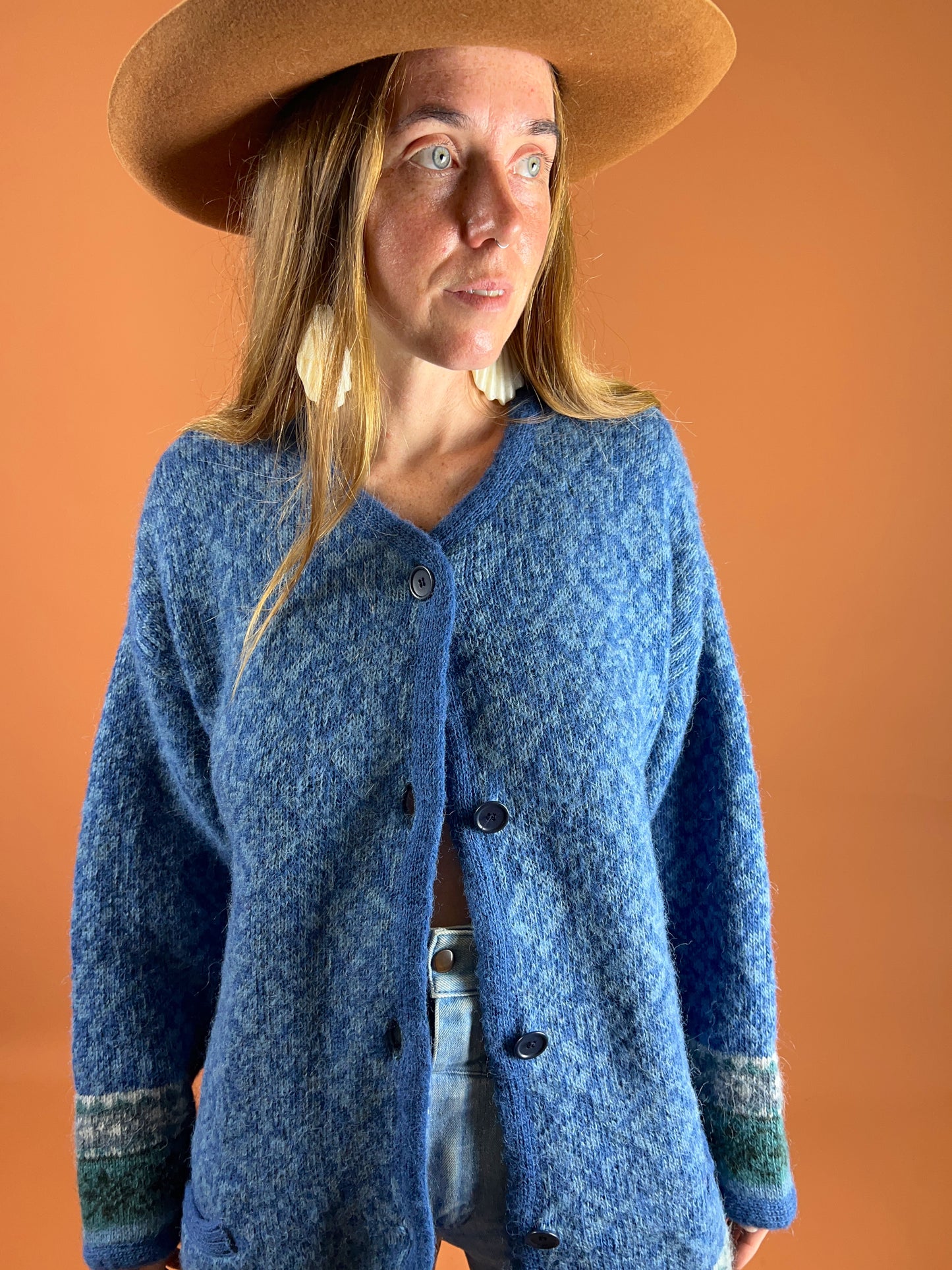 VINTAGE 60's/70's Wool Knit Norwegian Cardigan 14-16