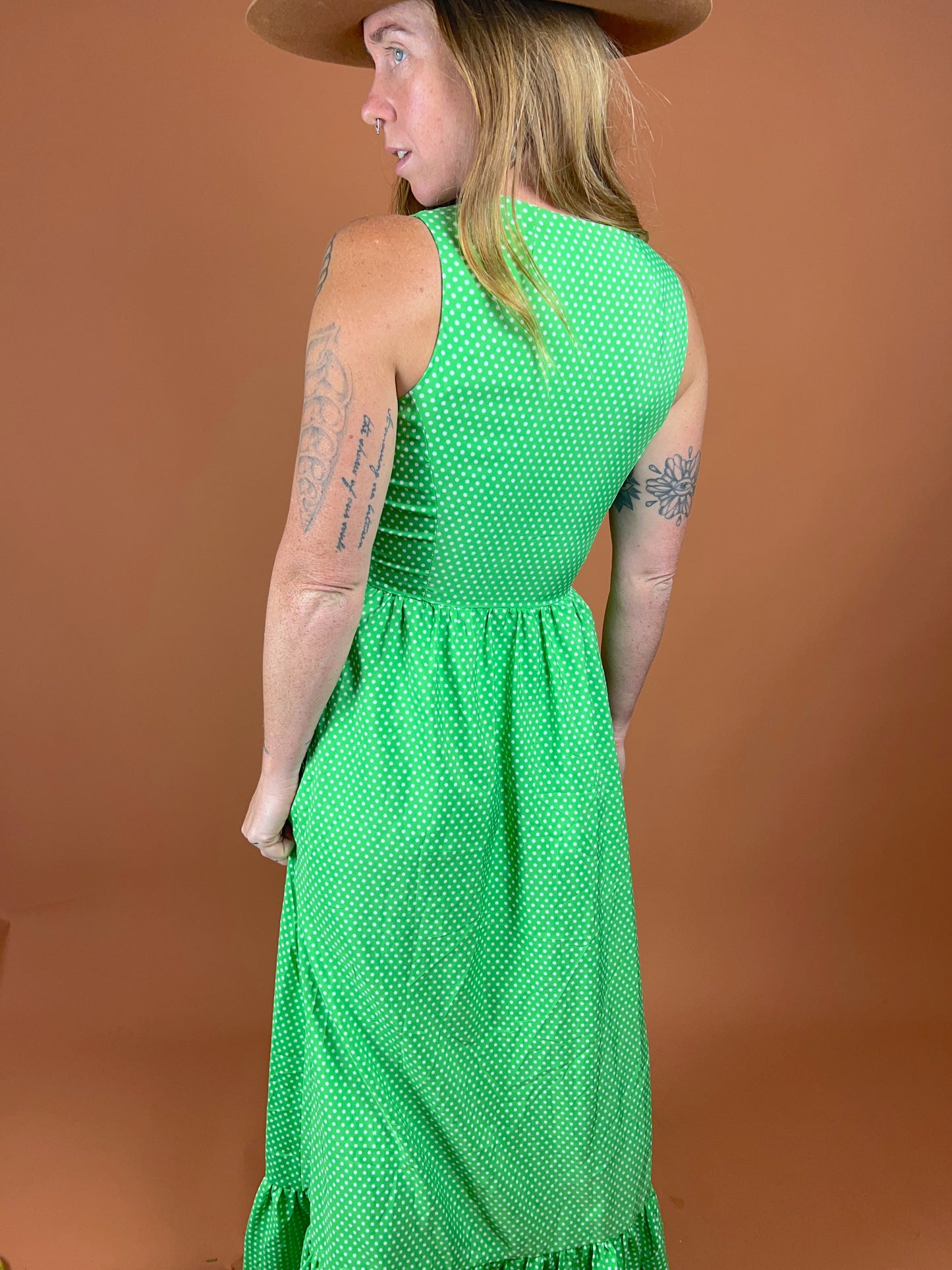 VTG 60's Polka Dot Maxi Dress 6-8