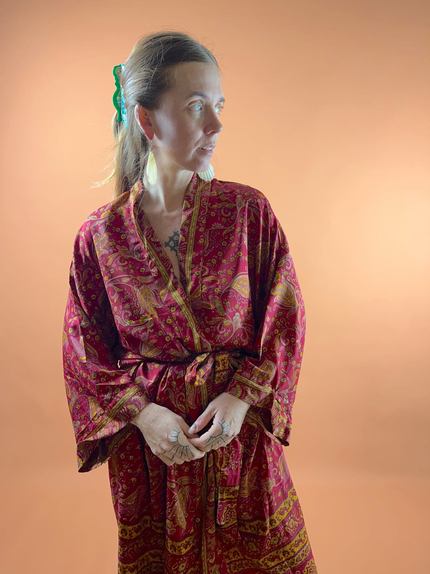 UPCYCLED Indian Silk Robe OS