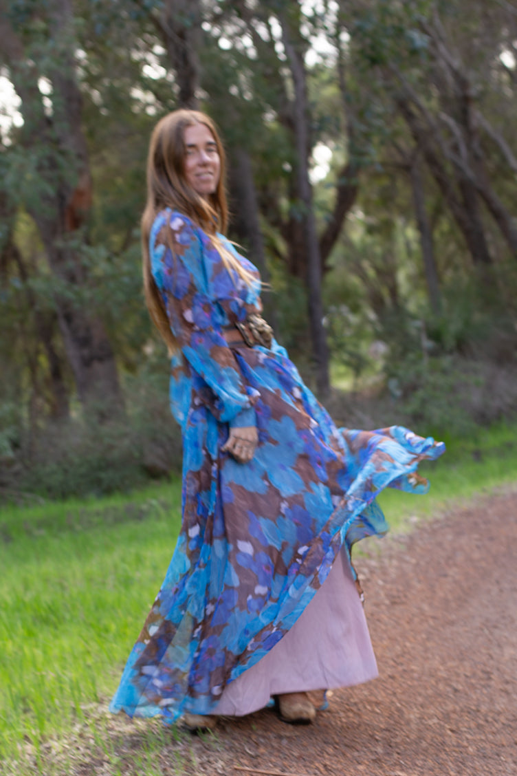 VTG 60’s Floral Maxi Dress 12-14