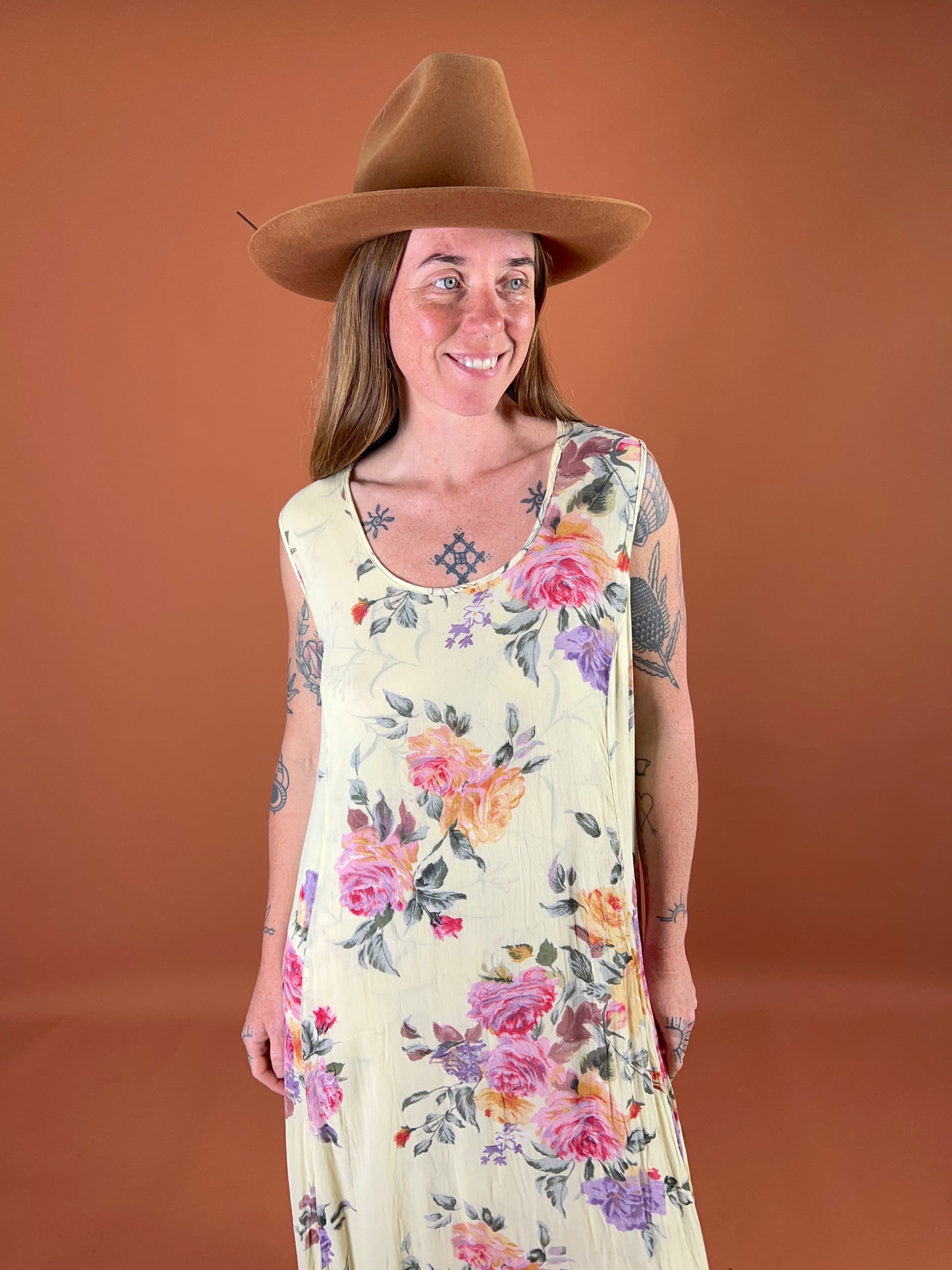 VINTAGE 90's Floral Reversible Maxi Dress 14