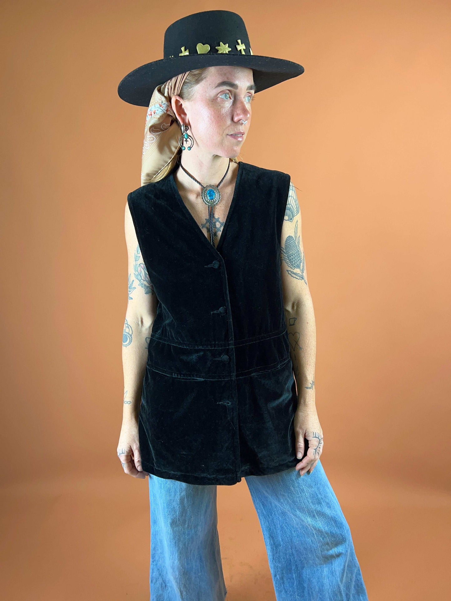 VTG 70's/80's Long Velvet Vest 12-14