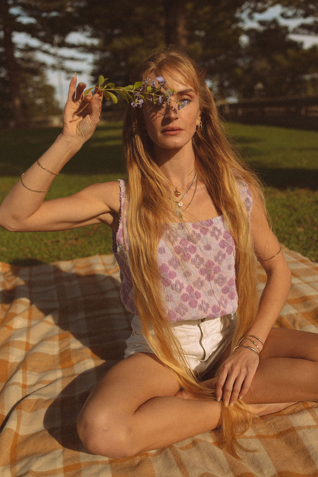 SECOND SHINE SLOW FASHION Vintage Floral Towel Up-cycled Top 6-12