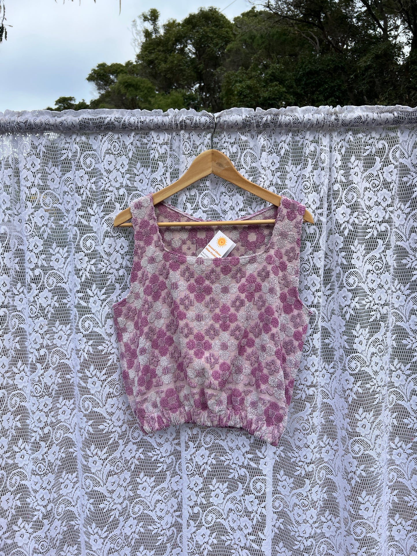 SECOND SHINE SLOW FASHION Vintage Floral Towel Up-cycled Top 6-12