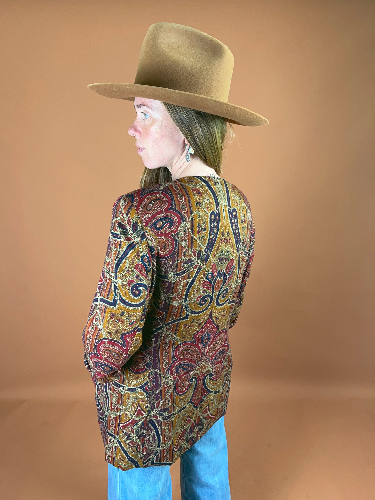 VINTAGE 70's Paisley Long Jacket 10-12