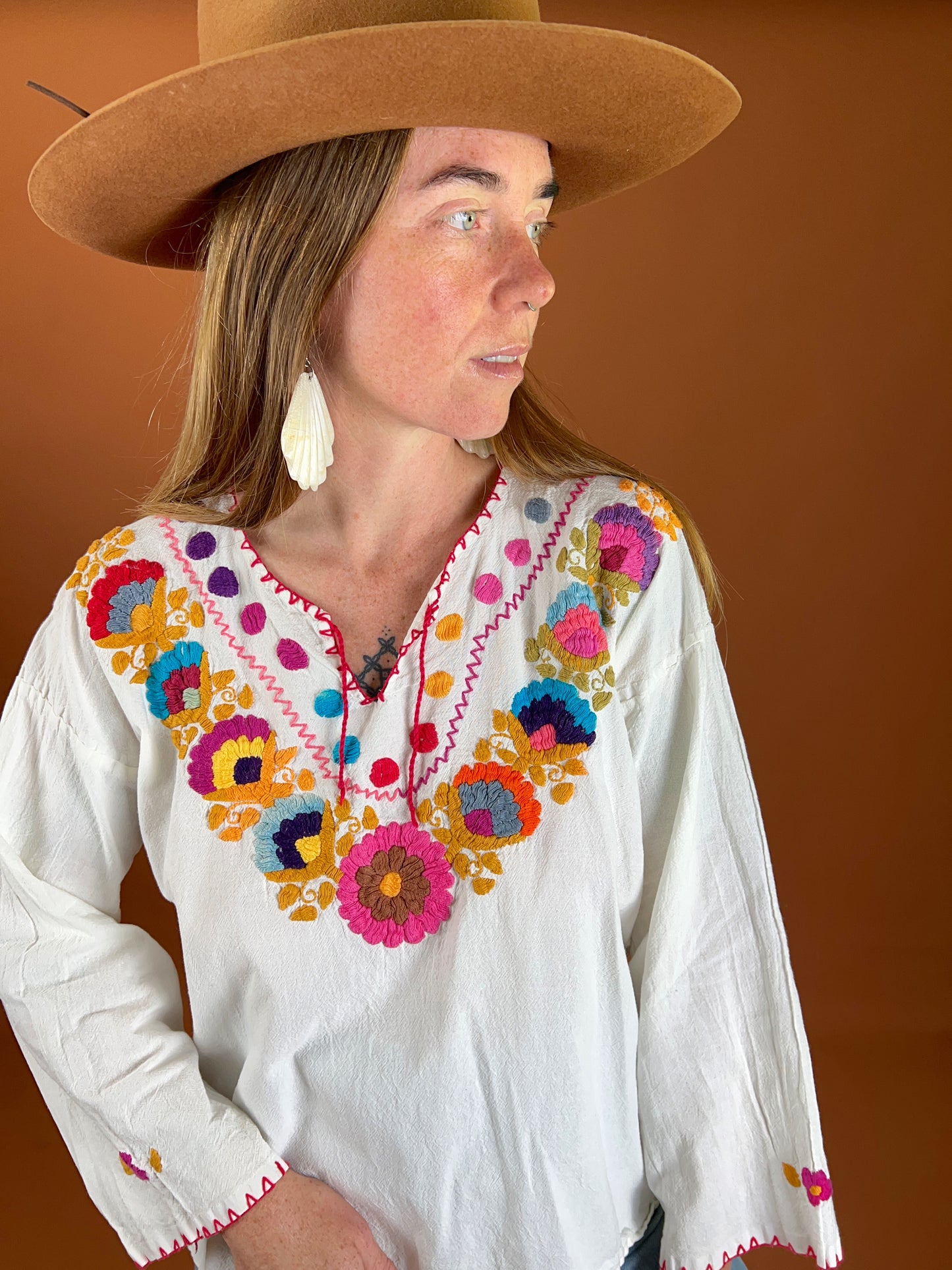 VINTAGE 60's/70's Mexican Cotton Blouse 12-14