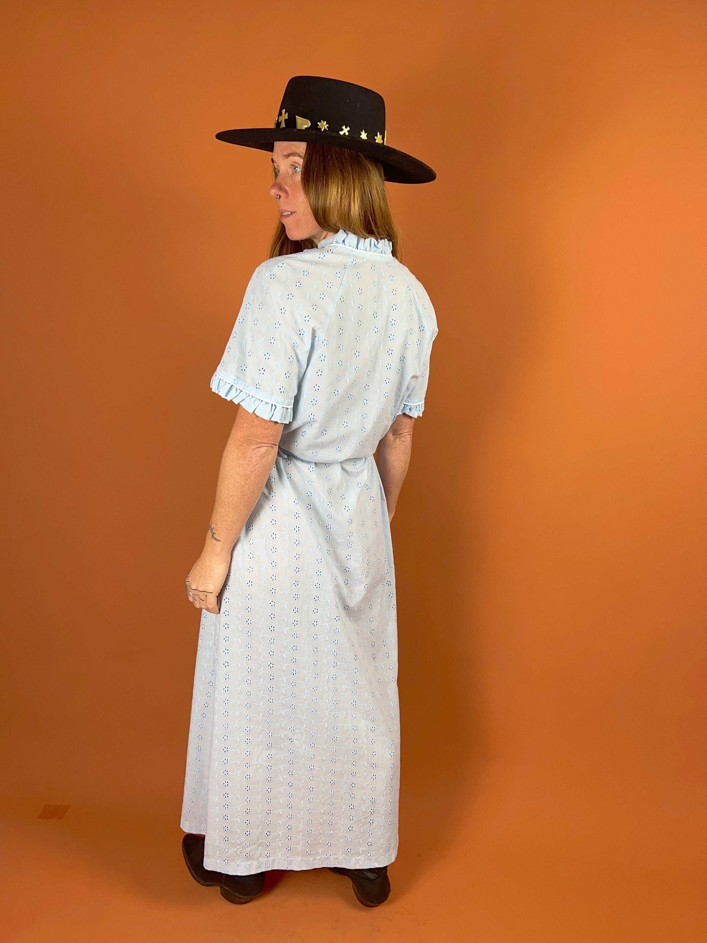 VTG 80's/90's Cotton Anglaise Maxi Dress 10