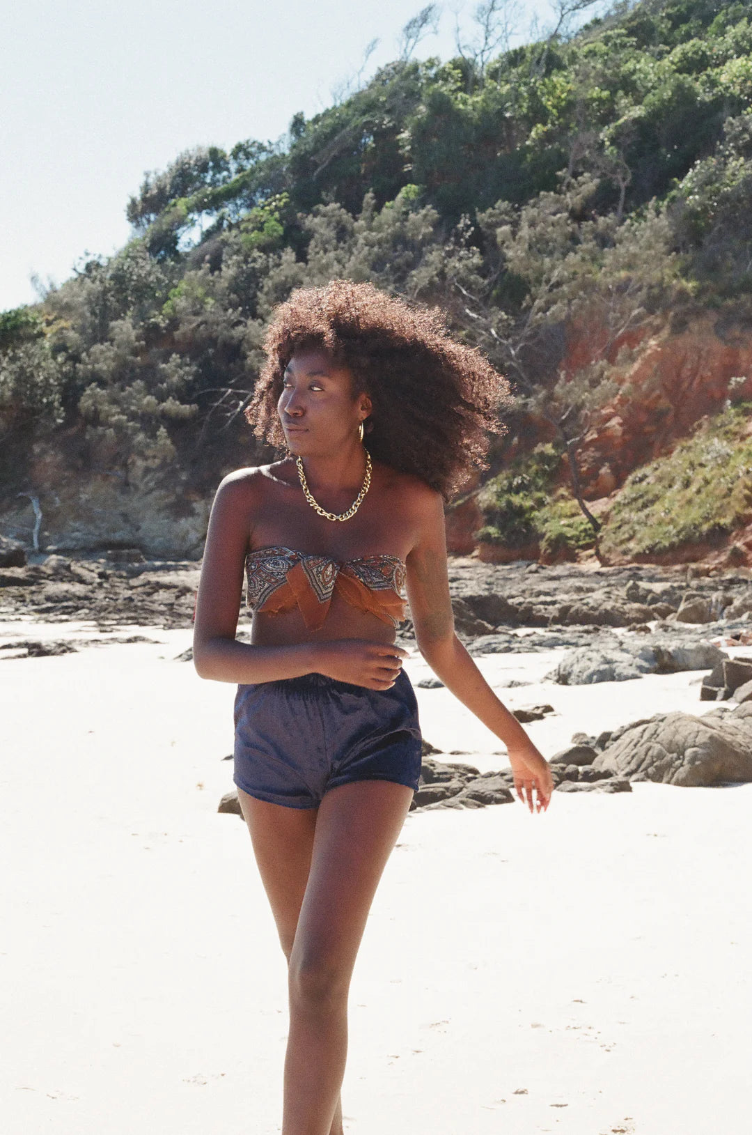 WHISKEY REBELLION Super Moon Navy Velvet Running Shorts