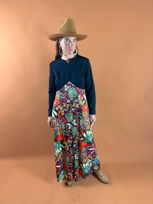 VINTAGE 70's Maxi Dress 8-10