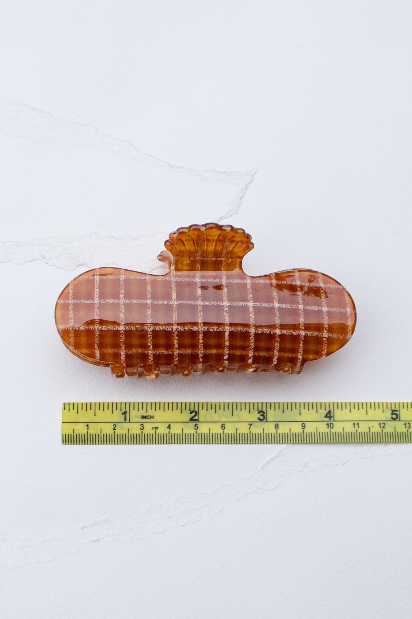TIEPOLOGY Antique Golden Harvest Hair Claw Clip: Rust Checkered