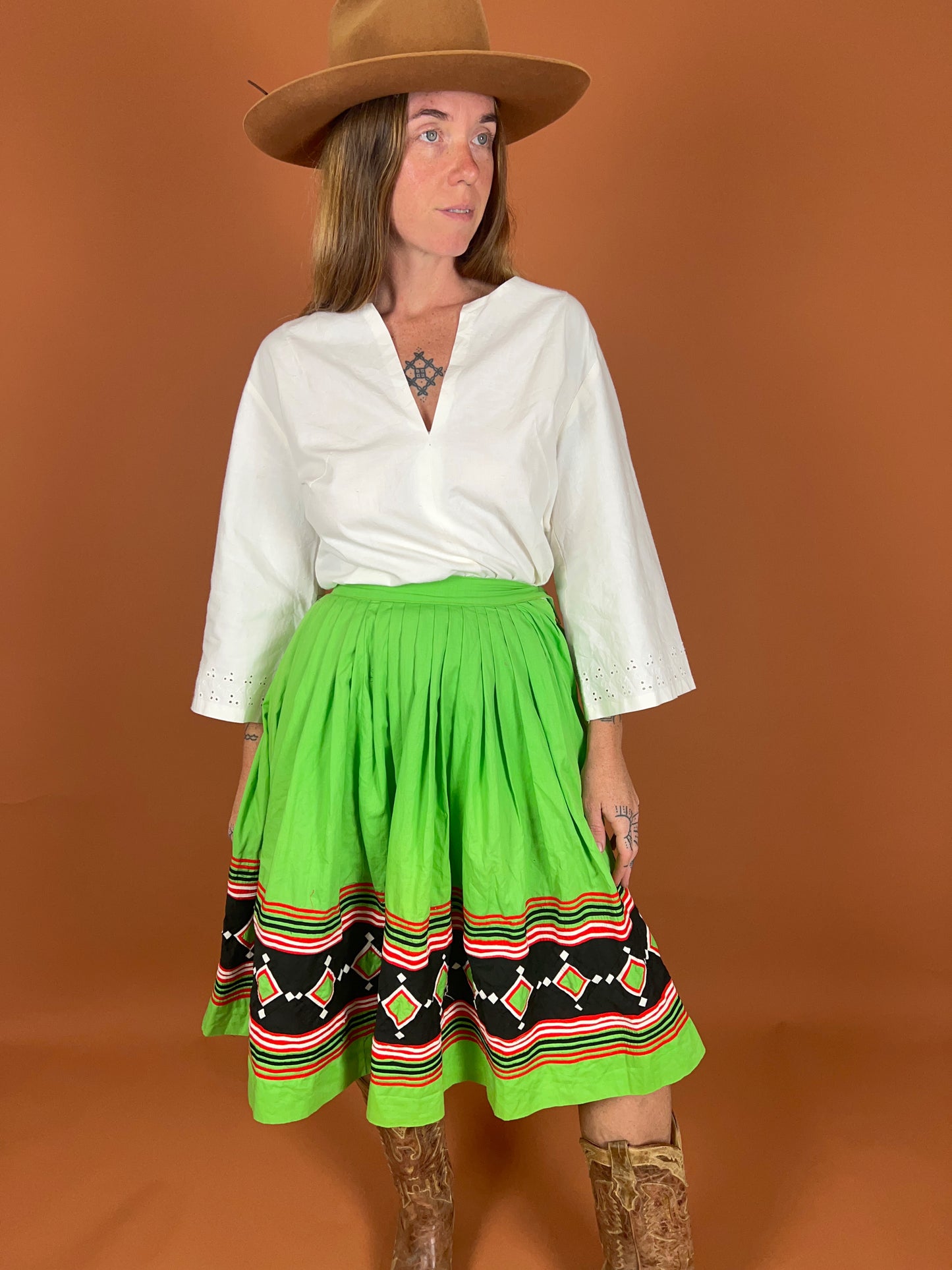 VINTAGE 50's Seminole Midi Skirt 4-6
