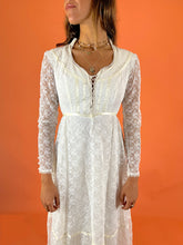 Load image into Gallery viewer, VTG 60&#39;s Prairie Lace Dress 6