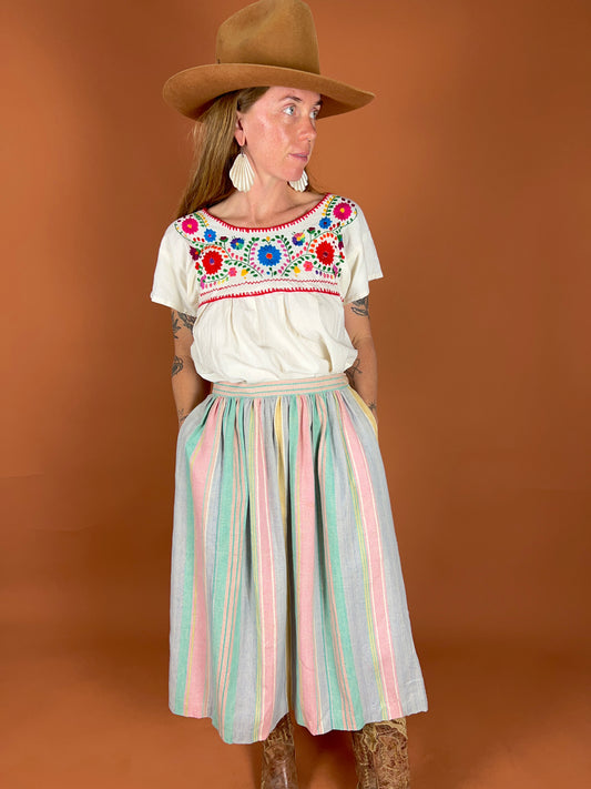 VINTAGE 60's Woven Cotton Maxi Skirt 8