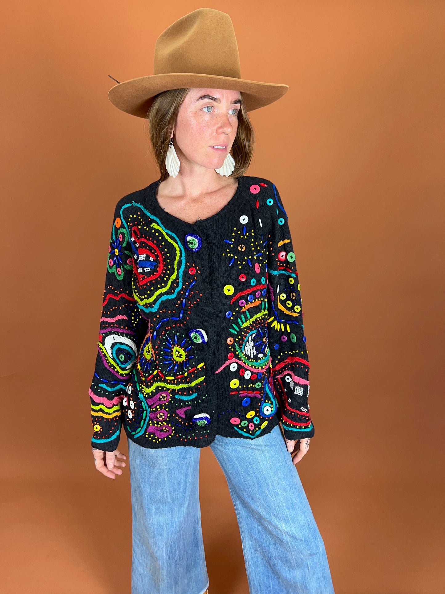 VINTAGE 80's Knit Cardigan 14-16