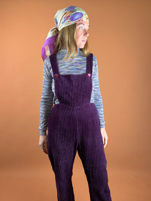 VTG 80's Plum Corduroy Overalls