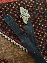 Load image into Gallery viewer, VTG 70&#39;s Butterfly Gem Black Leather Belt 10-14