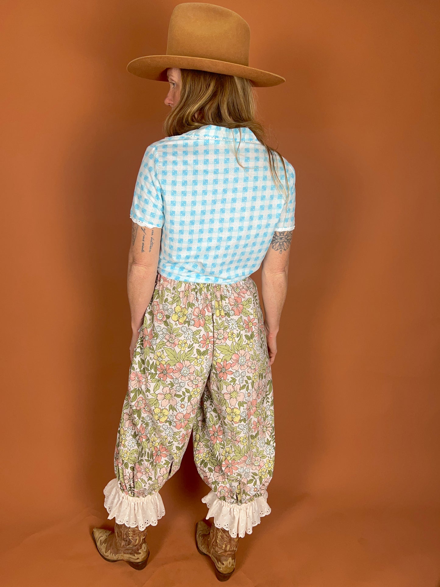 SECOND SHINE SLOW FASHION Up-Cycled Vintage Fabric & Anglaise Long Bloomers 12-16