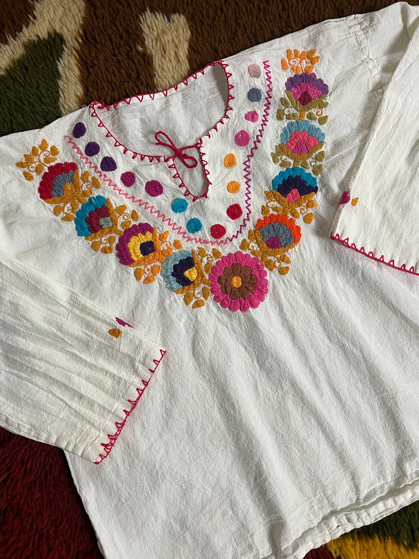 VINTAGE 60's/70's Mexican Cotton Blouse 12-14