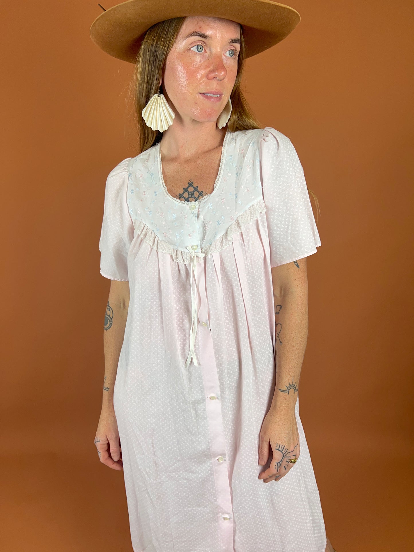 VINTAGE 70's Nightgown Midi Dress 12