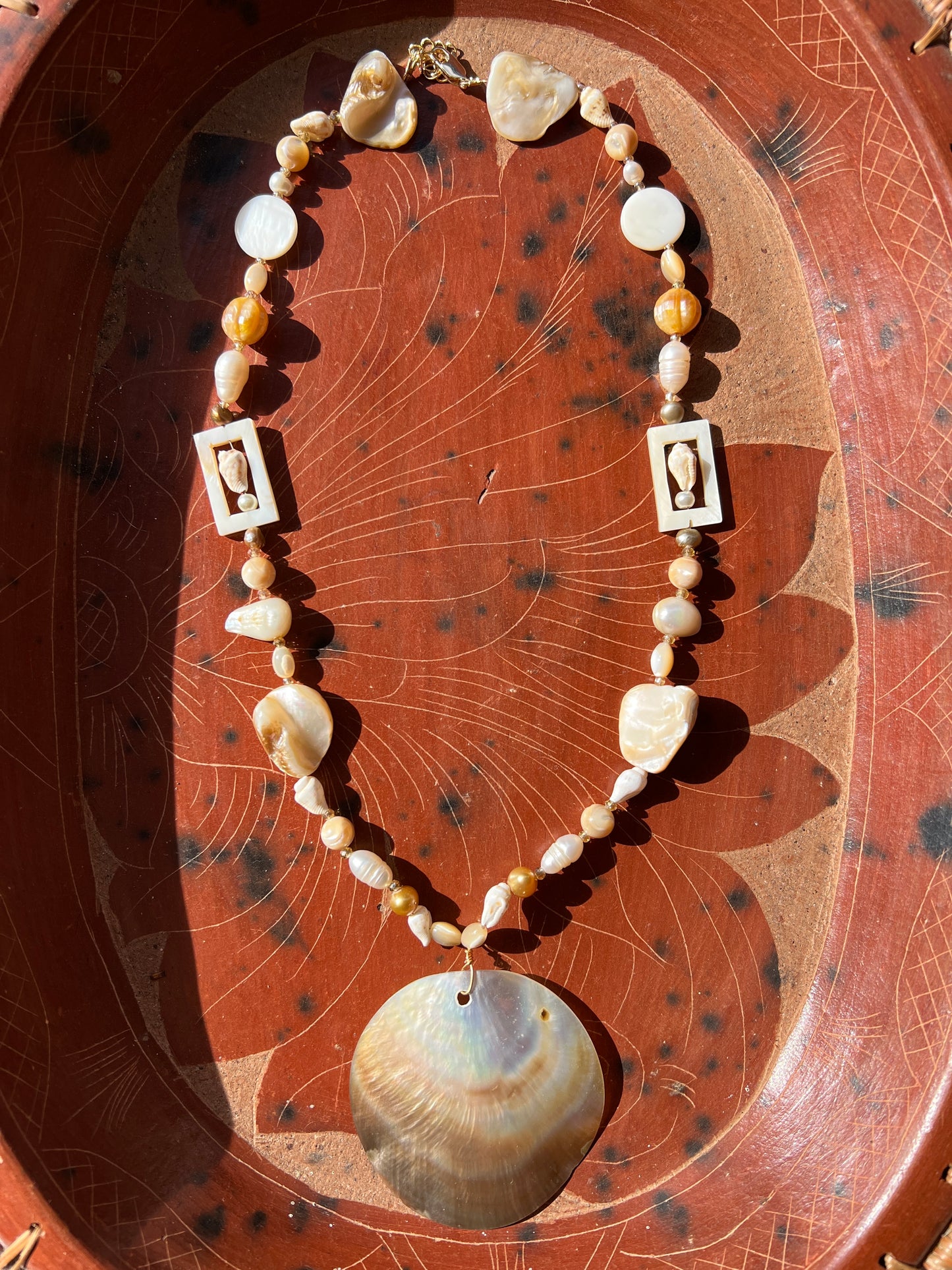 Moon Rae Pearl & Trochus Shell Necklace