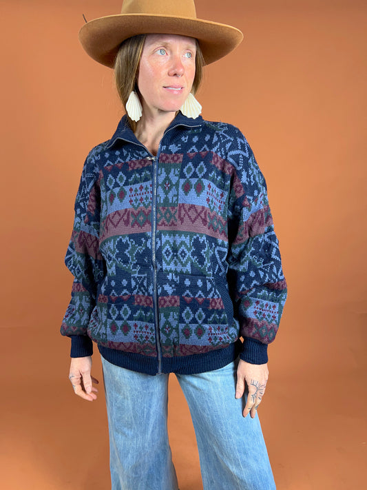 VINTAGE 80's Knit Bomber Jacket 16-18