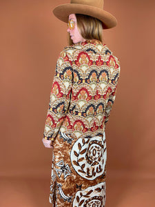 VTG 70's/80's Floral Brocade Structured Jacket 10