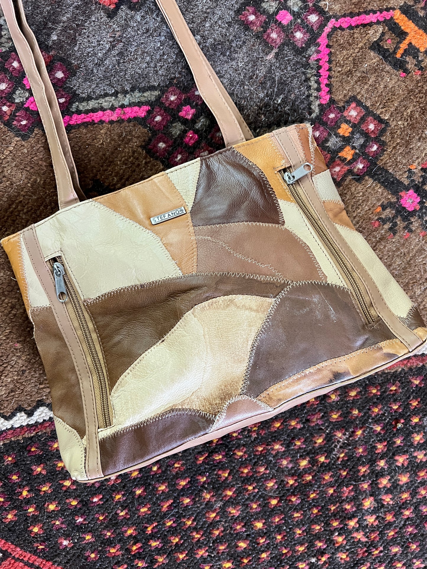 VINTAGE 90's Stefano Patchwork Leather Shoulder Bag