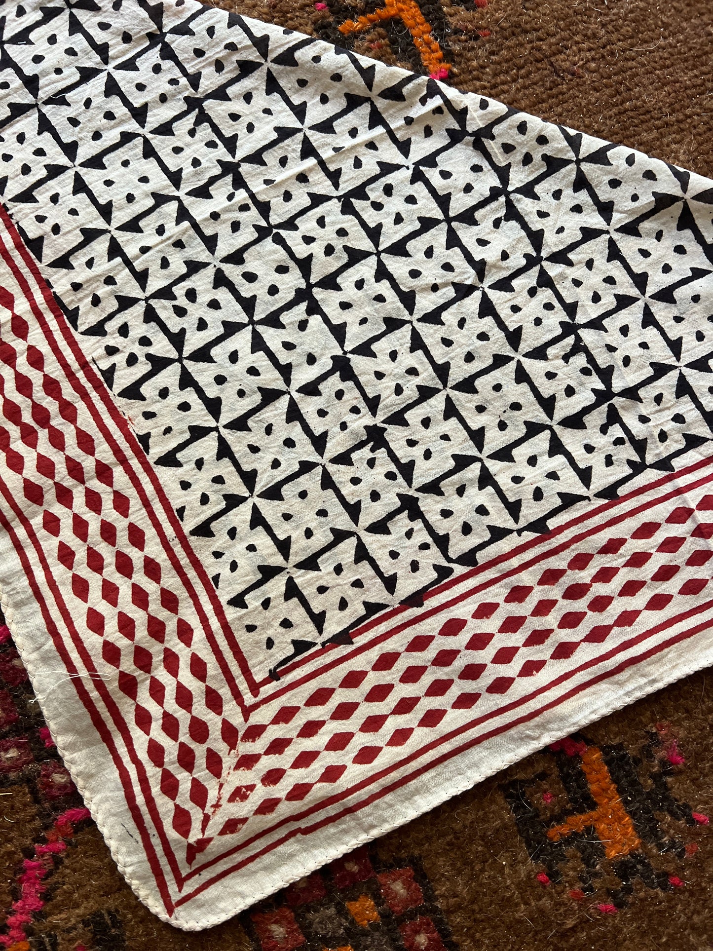 BOOTS ARE MY ROOTS Hand Dyed Black Geometric Pattern Bandana