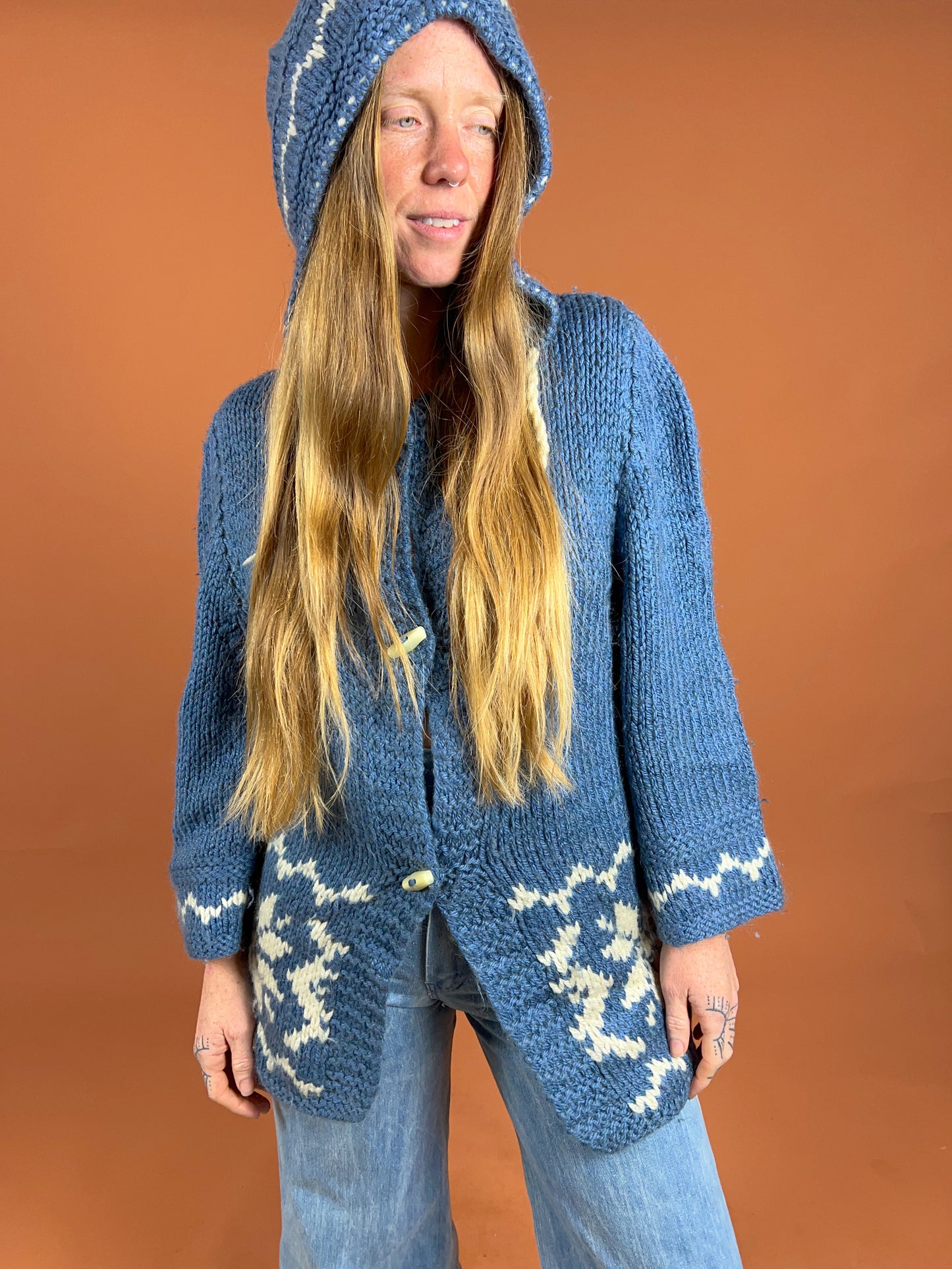 VINTAGE 60's Knit Hooded Cardigan 10-12