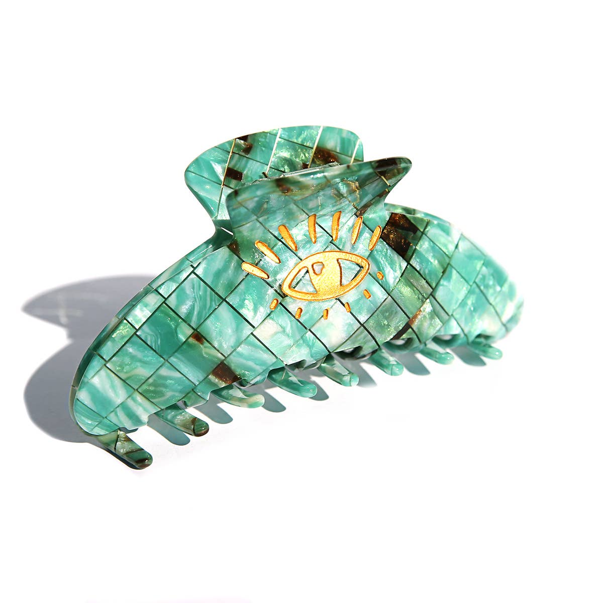 KINGSTON JEWELLERY Hair Claw Teal Check