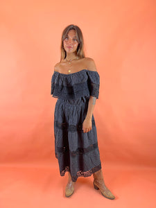 VTG 70's Mexican Lace Dress 14-16