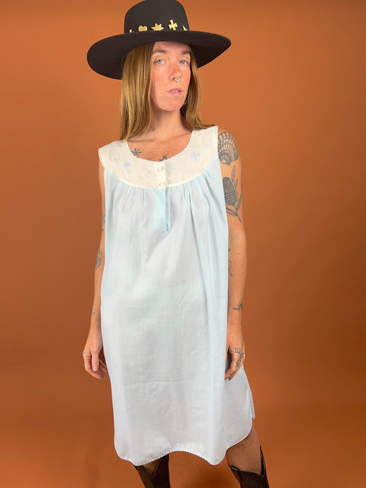 VTG 80's Cotton Embroidered & Lace Night Dress 14