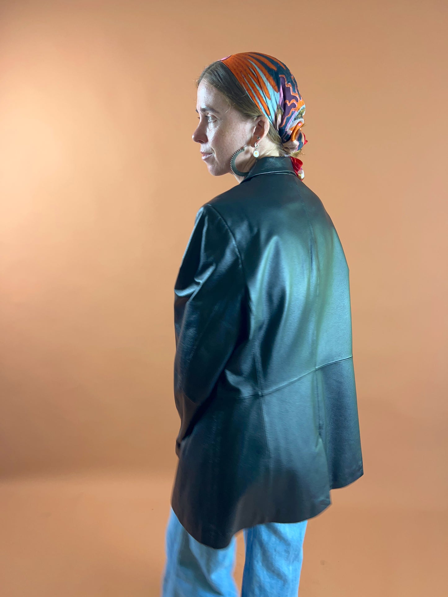 VINTAGE 80's/90's Long Leather Jacket 14-16