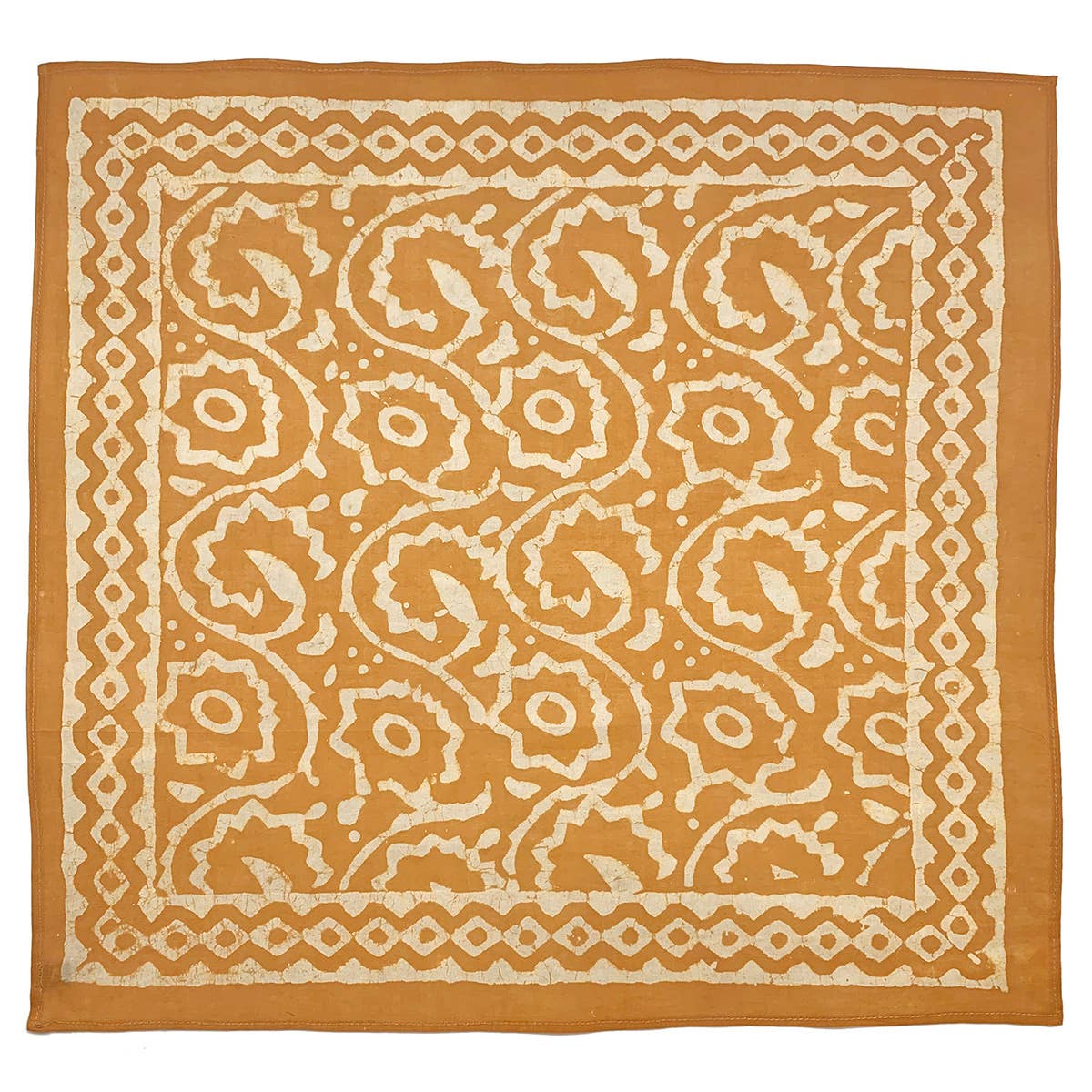 ANJU JEWELLERY Block Printed Bandana - Golden Mustard Floral Vines Print