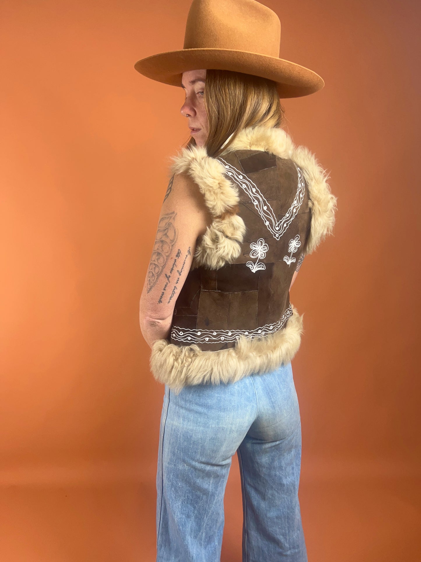 VTG 60’s Patchwork Suede Fur Vest 6