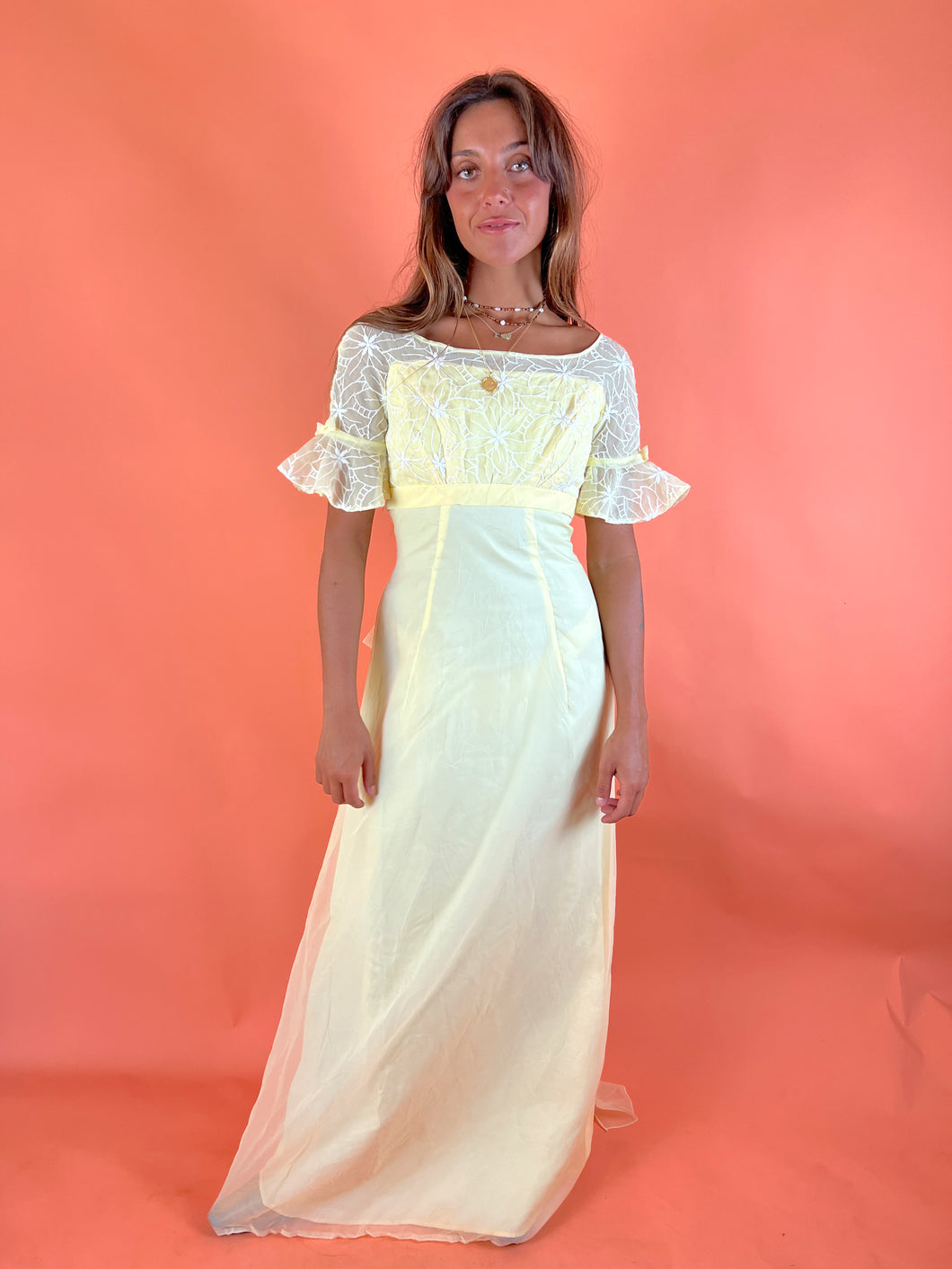 VTG 70's Floral Embroidered Dress 8