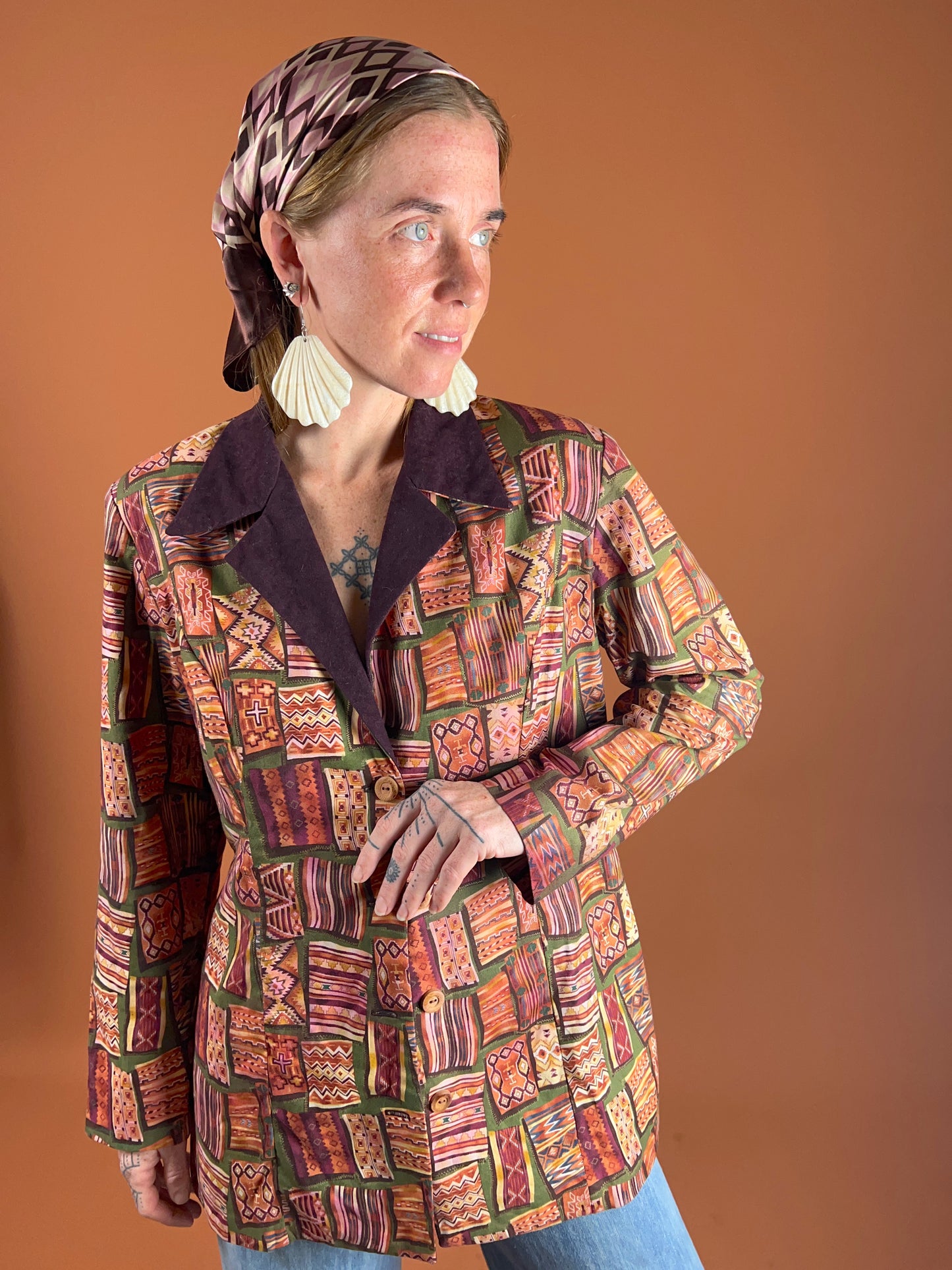 VINTAGE 70's/80's Handmade Cotton Printed Jacket 10-12