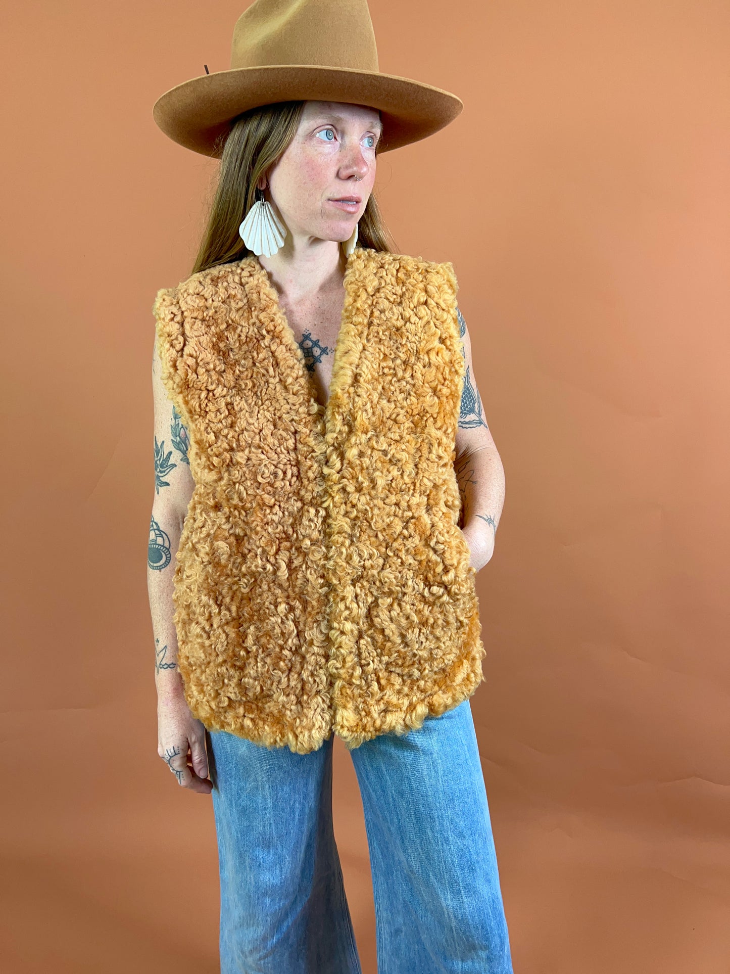 VINTAGE 70's Reversible Shearling Vest 10-12