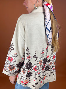 VTG 80's Silk Blend Floral Blazer Jacket 12-14