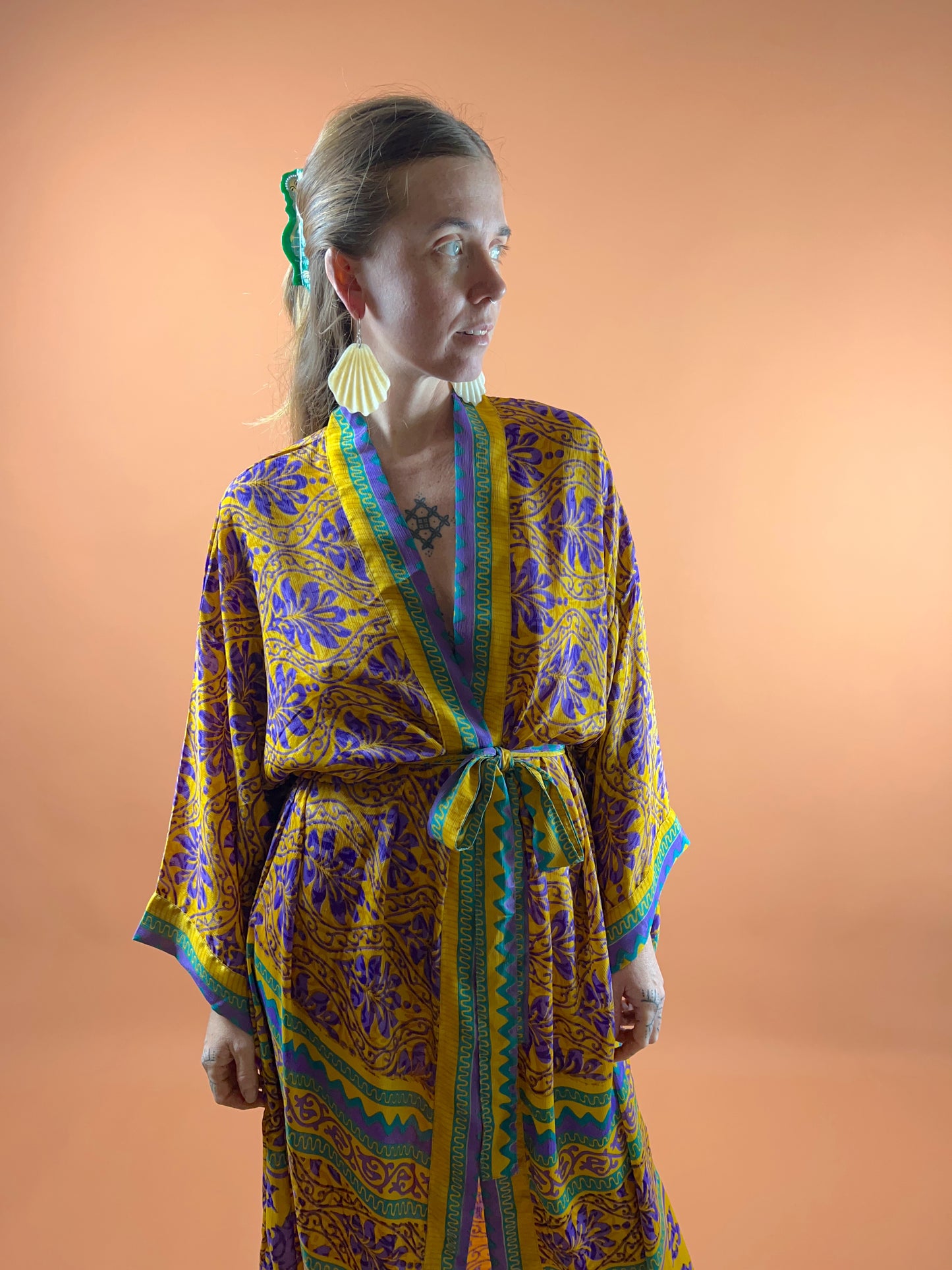 UPCYCLED Indian Silk Robe OS