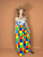 Load image into Gallery viewer, VTG 60&#39;s/70&#39;s Bright Square Printed Cotton Maxi Skirt 12-14