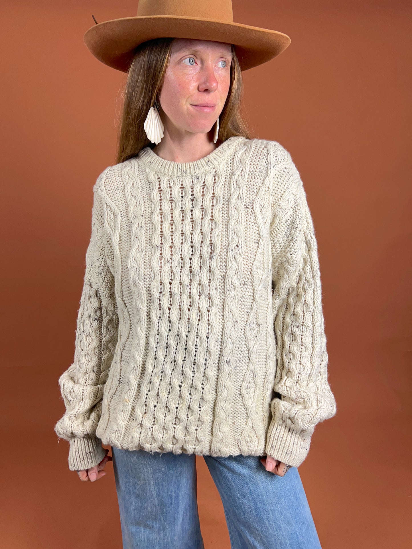 VINTAGE 70's Irish Fishermans Knit Jumper 16
