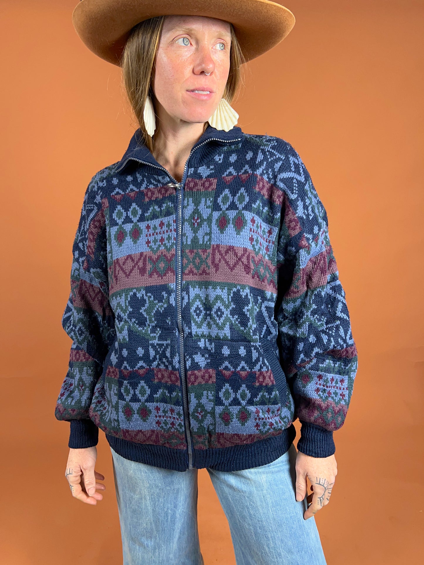 VINTAGE 80's Knit Bomber Jacket 16-18