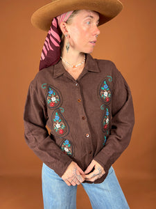VTG 60's/70's Cotton Hand Embroidered Shirt 10-12