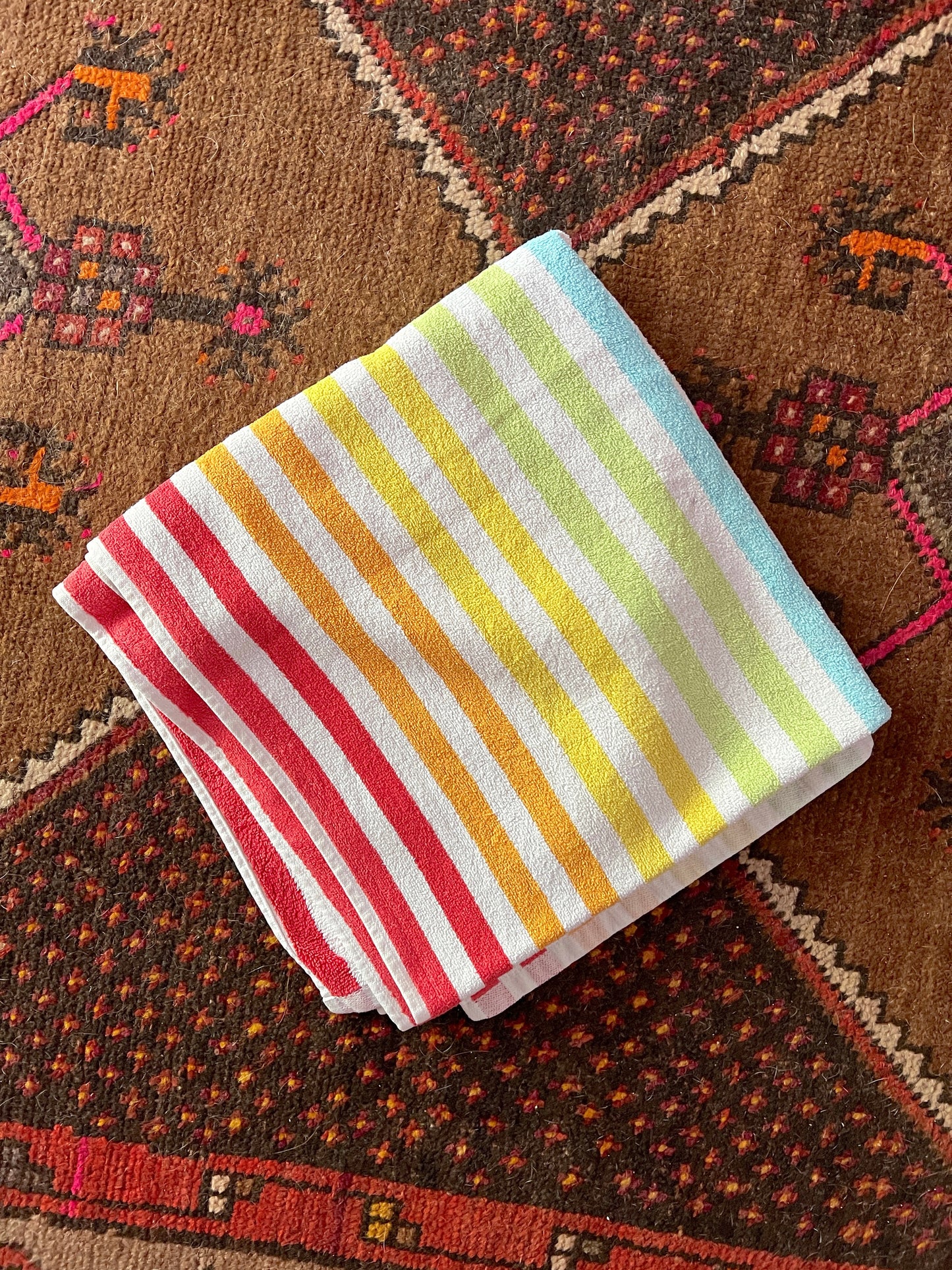 VINTAGE 70's Rainbow Stripe Towel