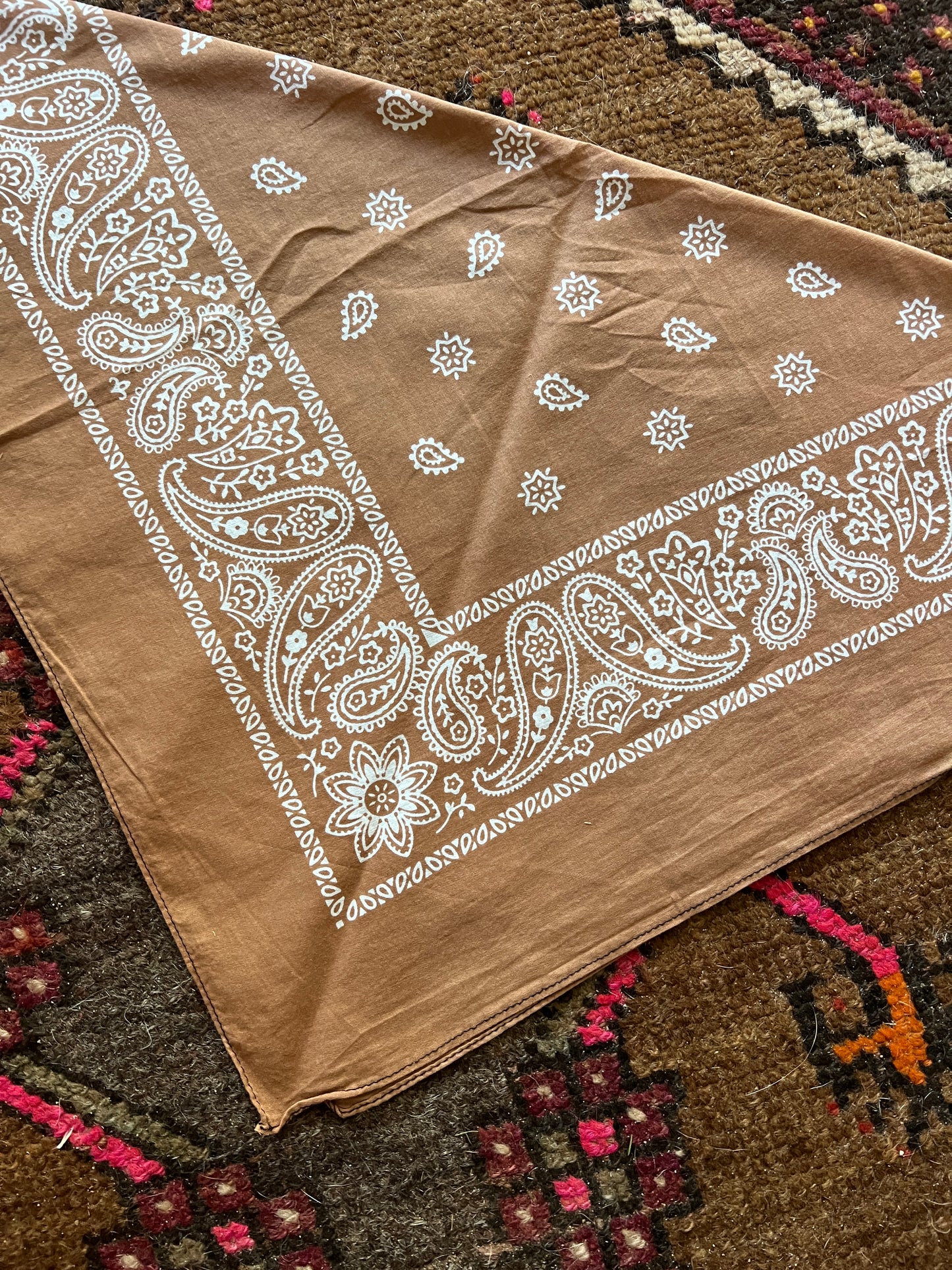 BOOTS ARE MY ROOTS Hand Dyed Light Brown Bandana