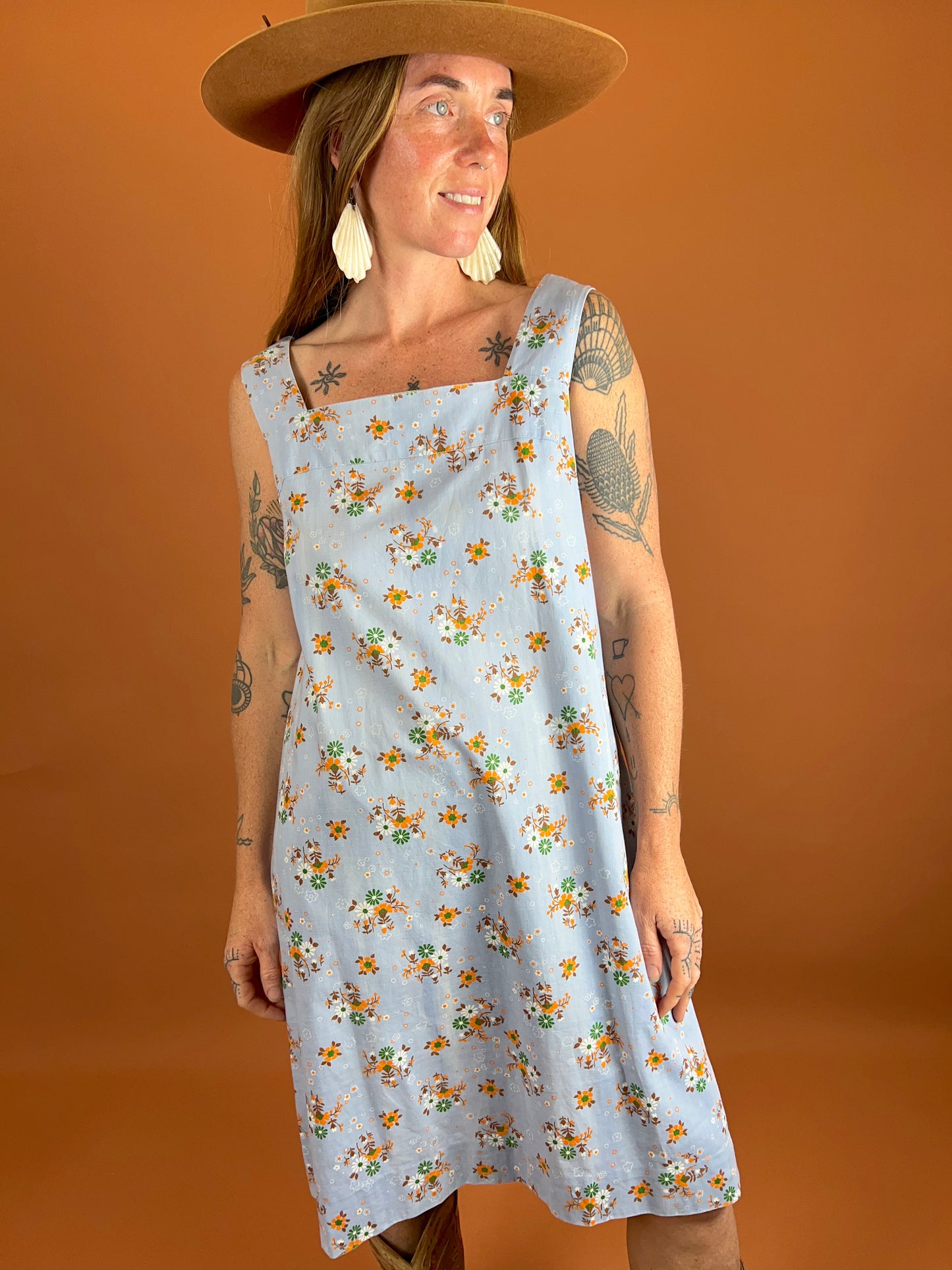 VINTAGE 70's Floral Midi Dress 14-16